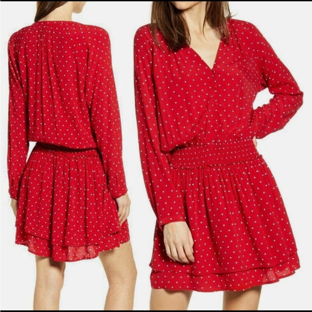 Rails Red and White Polka Dot Blouse